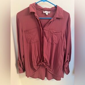 Pink Republic Dusty Rose Button-Down Shirt